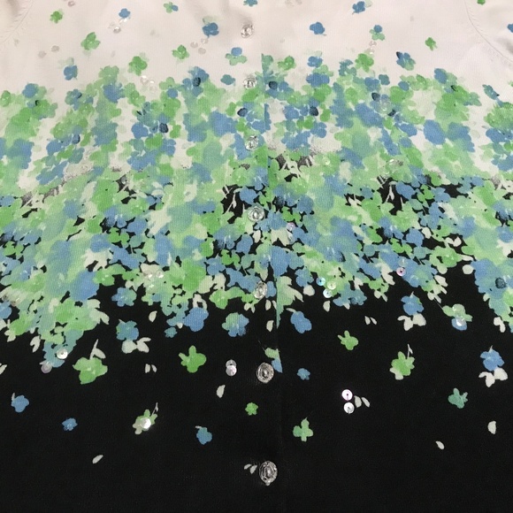 Charter Club 3/4 sleeve floral cardigan with sequins (tag missing-feels like 2X) - Picture 8 of 15